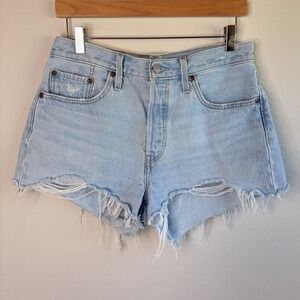 Levi's 501 Women's W29 Light Wash Denim Cutoff Shorts Mid Rise 5-Pocket